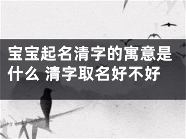 宝宝起名清字的寓意是什么 清字取名好不好