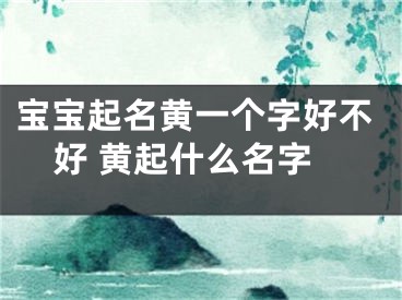 宝宝起名黄一个字好不好 黄起什么名字