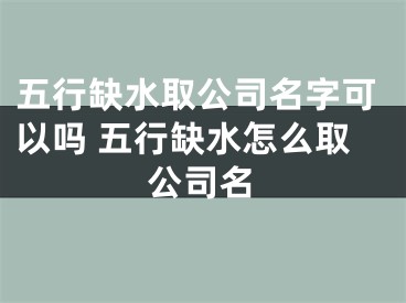 五行缺水取公司名字可以吗 五行缺水怎么取公司名