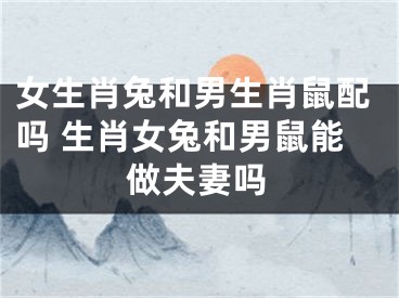 女生肖兔和男生肖鼠配吗 生肖女兔和男鼠能做夫妻吗