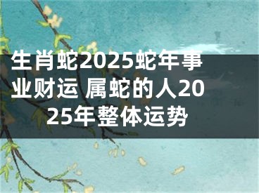 生肖蛇2025蛇年事业财运 属蛇的人2025年整体运势