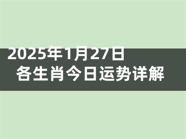 2025年1月27日各生肖今日运势详解
