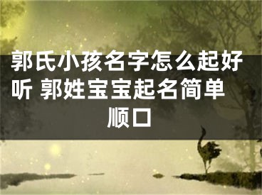 郭氏小孩名字怎么起好听 郭姓宝宝起名简单顺口