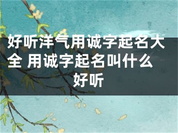 好听洋气用诚字起名大全 用诚字起名叫什么好听