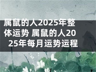 属鼠的人2025年整体运势 属鼠的人2025年每月运势运程