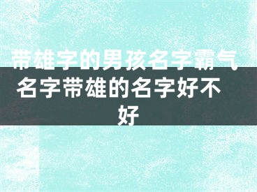 带雄字的男孩名字霸气 名字带雄的名字好不好