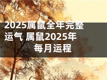 2025属鼠全年完整运气 属鼠2025年每月运程