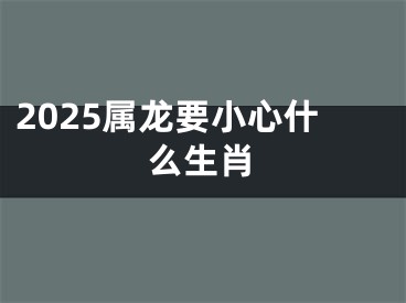 2025属龙要小心什么生肖