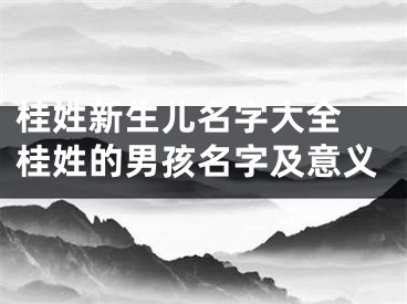 桂姓新生儿名字大全 桂姓的男孩名字及意义