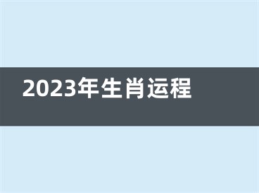 2023年生肖运程