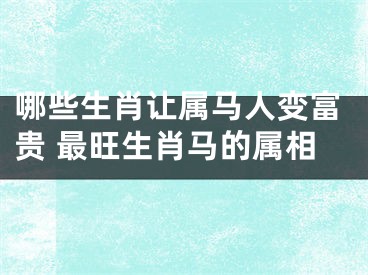 哪些生肖让属马人变富贵 最旺生肖马的属相