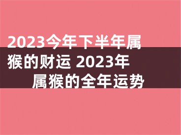 2023今年下半年属猴的财运 2023年属猴的全年运势