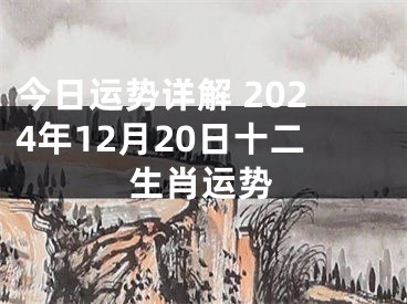 今日运势详解 2024年12月20日十二生肖运势