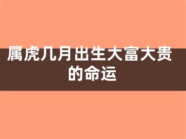 属虎几月出生大富大贵的命运