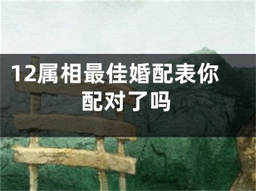 12属相最佳婚配表你配对了吗