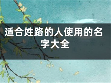 适合姓路的人使用的名字大全