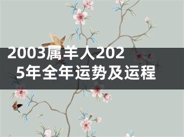 2003属羊人2025年全年运势及运程