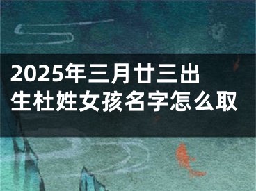 2025年三月廿三出生杜姓女孩名字怎么取