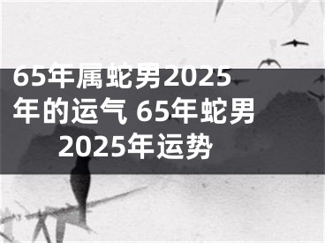65年属蛇男2025年的运气 65年蛇男2025年运势