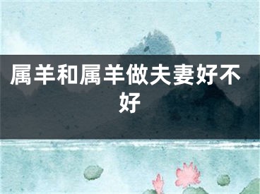 属羊和属羊做夫妻好不好