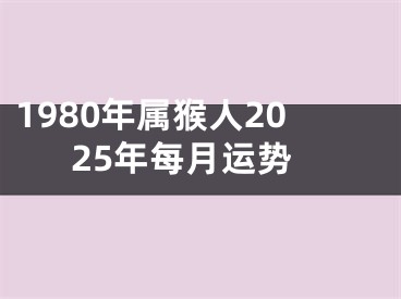 1980年属猴人2025年每月运势