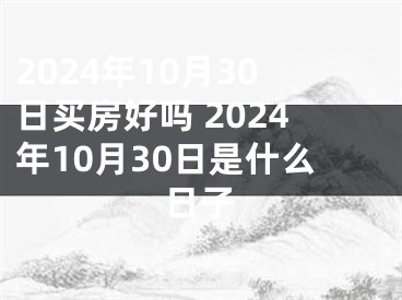 2024年10月30日买房好吗 2024年10月30日是什么日子