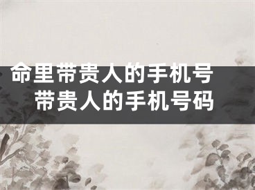 命里带贵人的手机号 带贵人的手机号码