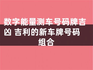 数字能量测车号码牌吉凶 吉利的新车牌号码组合