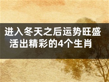 进入冬天之后运势旺盛活出精彩的4个生肖