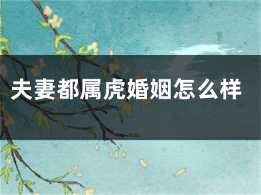 夫妻都属虎婚姻怎么样