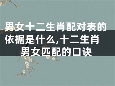 男女十二生肖配对表的依据是什么,十二生肖男女匹配的口诀