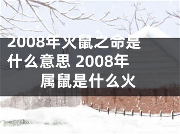 2008年火鼠之命是什么意思 2008年属鼠是什么火