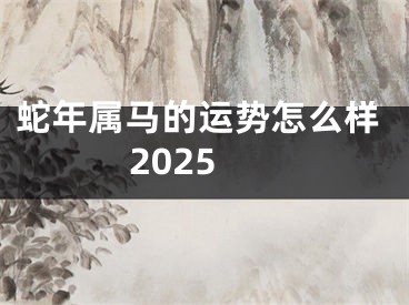 蛇年属马的运势怎么样2025