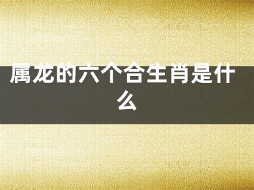 属龙的六个合生肖是什么
