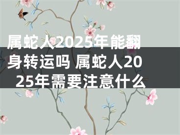 属蛇人2025年能翻身转运吗 属蛇人2025年需要注意什么
