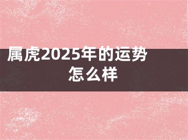 属虎2025年的运势怎么样