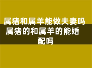 属猪和属羊能做夫妻吗 属猪的和属羊的能婚配吗