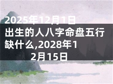 2025年12月1日出生的人八字命盘五行缺什么,2028年12月15日