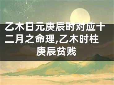 乙木日元庚辰时对应十二月之命理,乙木时柱庚辰贫贱