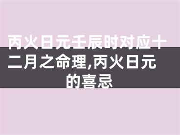 丙火日元壬辰时对应十二月之命理,丙火日元的喜忌