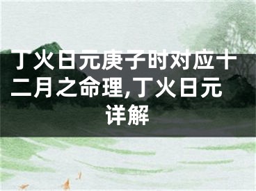 丁火日元庚子时对应十二月之命理,丁火日元详解