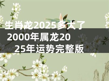 生肖龙2025多大了 2000年属龙2025年运势完整版