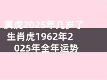 属虎2025年几岁了 生肖虎1962年2025年全年运势