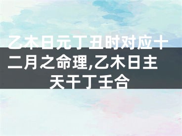 乙木日元丁丑时对应十二月之命理,乙木日主天干丁壬合