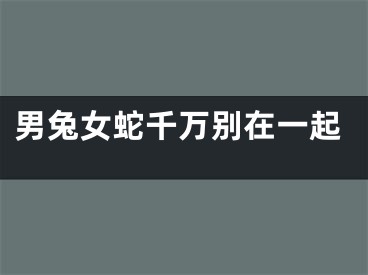 男兔女蛇千万别在一起