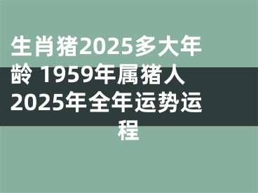 生肖猪2025多大年龄 1959年属猪人2025年全年运势运程