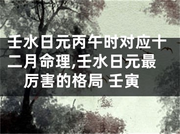 壬水日元丙午时对应十二月命理,壬水日元最厉害的格局 壬寅