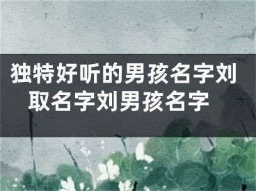 独特好听的男孩名字刘 取名字刘男孩名字