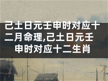 己土日元壬申时对应十二月命理,己土日元壬申时对应十二生肖