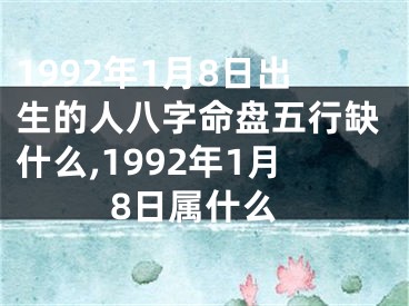 1992年1月8日出生的人八字命盘五行缺什么,1992年1月8日属什么
